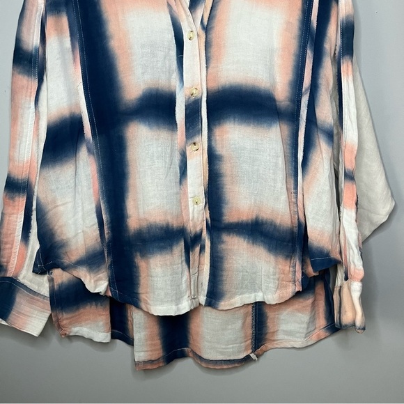 Free People We The Free Washed Away Ivory Combo Plaid Button Up Top Size XS NWT - Picture 6 of 16